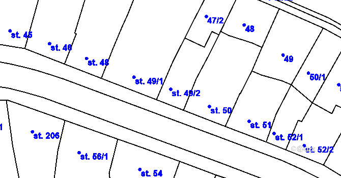 Parcela st. 49/2 v KÚ Nechanice, Katastrální mapa