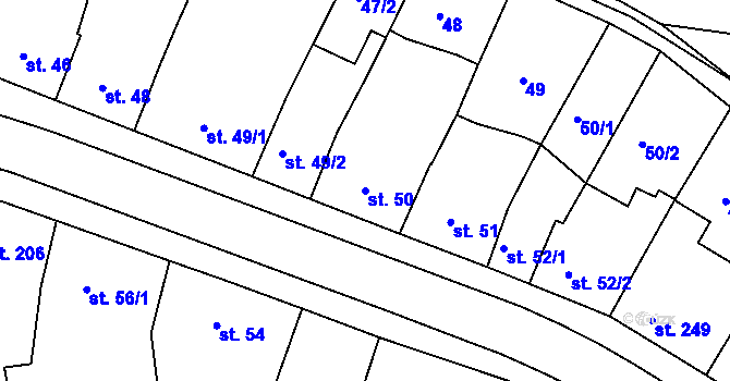 Parcela st. 50 v KÚ Nechanice, Katastrální mapa