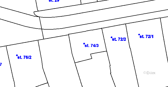 Parcela st. 74/3 v KÚ Nechanice, Katastrální mapa