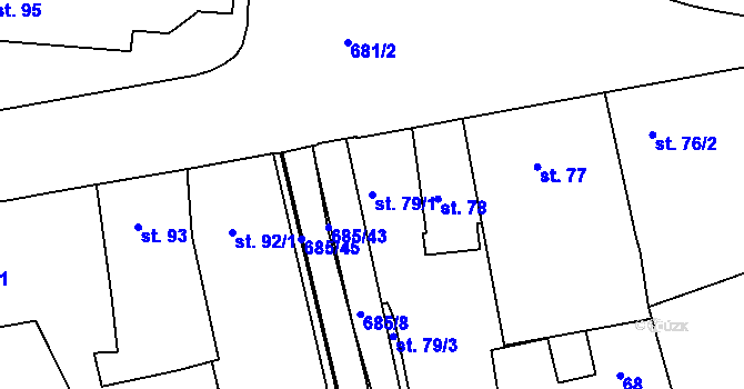Parcela st. 79/1 v KÚ Nechanice, Katastrální mapa