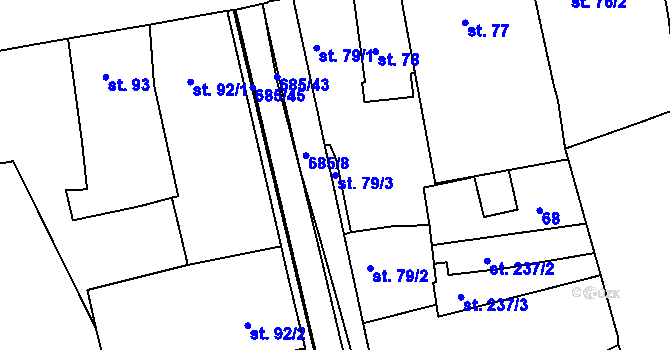 Parcela st. 79/3 v KÚ Nechanice, Katastrální mapa