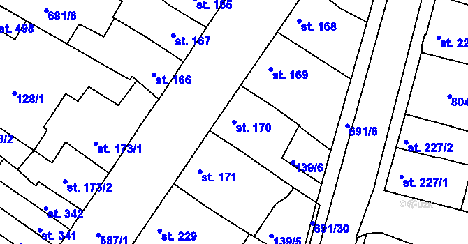 Parcela st. 170 v KÚ Nechanice, Katastrální mapa