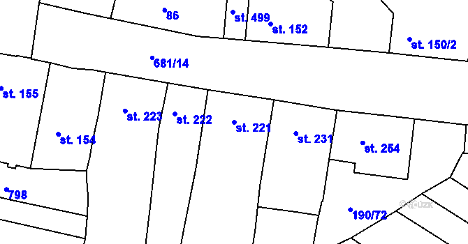 Parcela st. 221 v KÚ Nechanice, Katastrální mapa