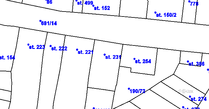 Parcela st. 231 v KÚ Nechanice, Katastrální mapa