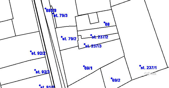 Parcela st. 237/3 v KÚ Nechanice, Katastrální mapa