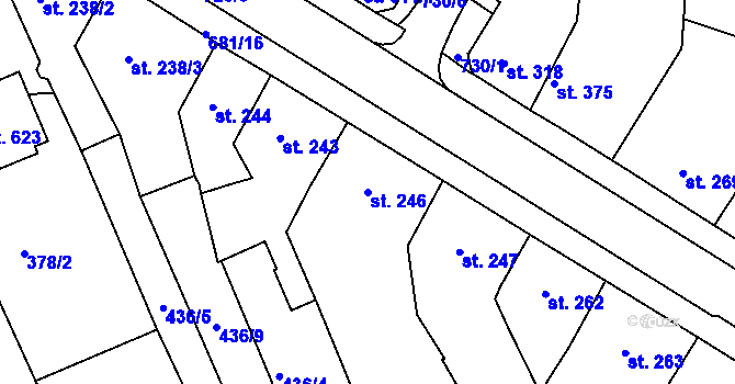 Parcela st. 246 v KÚ Nechanice, Katastrální mapa