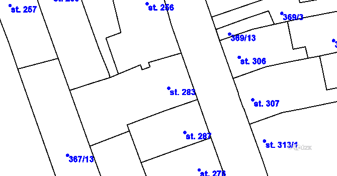 Parcela st. 283 v KÚ Nechanice, Katastrální mapa