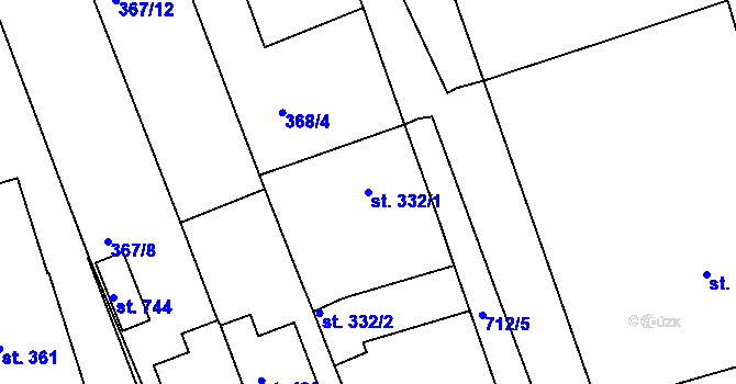 Parcela st. 332/1 v KÚ Nechanice, Katastrální mapa