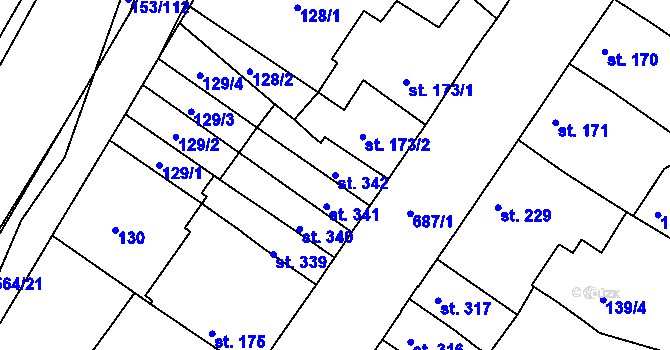Parcela st. 342 v KÚ Nechanice, Katastrální mapa