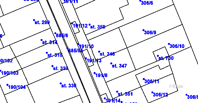 Parcela st. 346 v KÚ Nechanice, Katastrální mapa