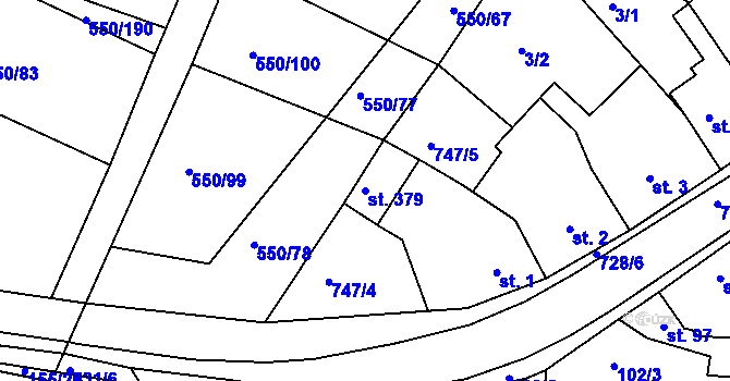 Parcela st. 379 v KÚ Nechanice, Katastrální mapa