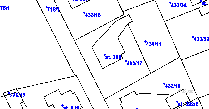 Parcela st. 391 v KÚ Nechanice, Katastrální mapa