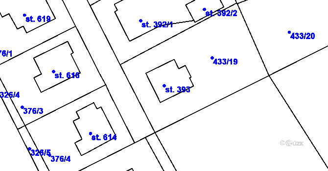 Parcela st. 393 v KÚ Nechanice, Katastrální mapa
