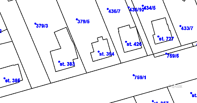 Parcela st. 394 v KÚ Nechanice, Katastrální mapa