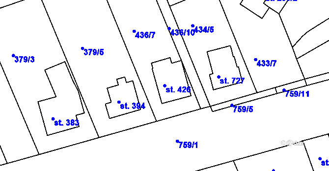 Parcela st. 426 v KÚ Nechanice, Katastrální mapa