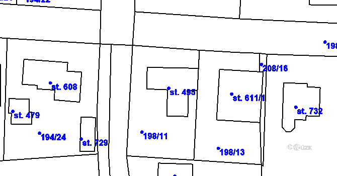 Parcela st. 495 v KÚ Nechanice, Katastrální mapa