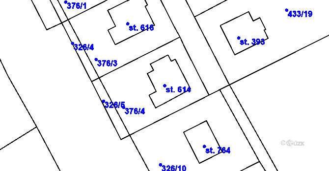 Parcela st. 614 v KÚ Nechanice, Katastrální mapa