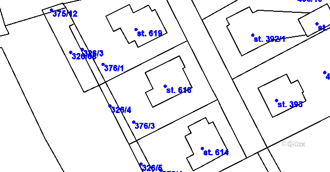 Parcela st. 616 v KÚ Nechanice, Katastrální mapa