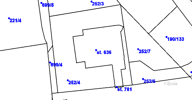 Parcela st. 636 v KÚ Nechanice, Katastrální mapa