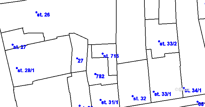 Parcela st. 715 v KÚ Nechanice, Katastrální mapa