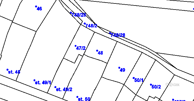 Parcela st. 48 v KÚ Nechanice, Katastrální mapa