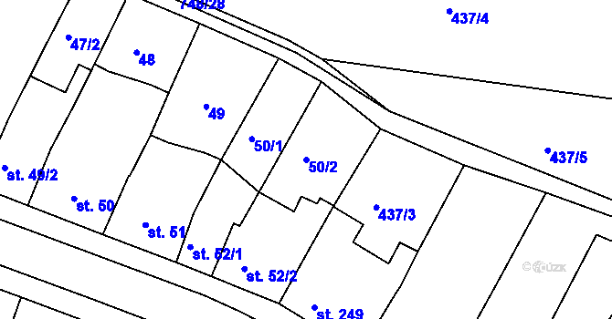 Parcela st. 50/2 v KÚ Nechanice, Katastrální mapa