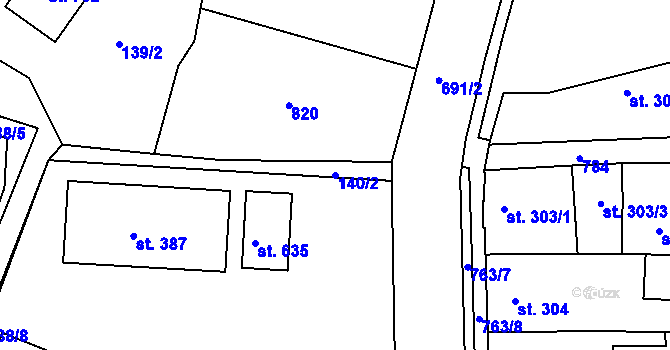 Parcela st. 140/2 v KÚ Nechanice, Katastrální mapa