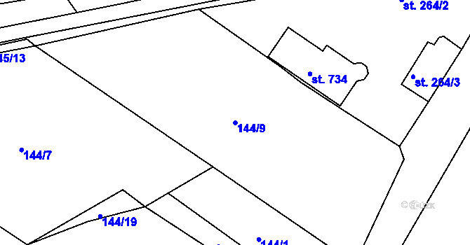Parcela st. 144/9 v KÚ Nechanice, Katastrální mapa