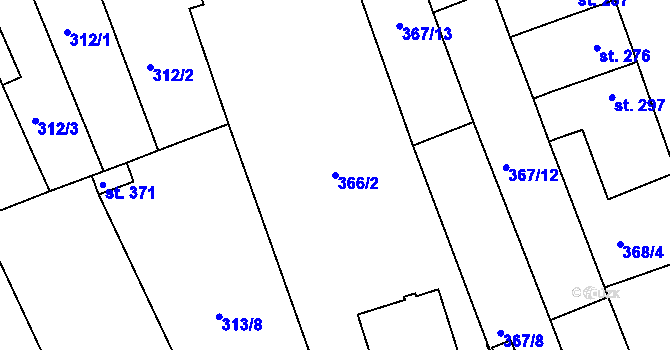 Parcela st. 366/2 v KÚ Nechanice, Katastrální mapa