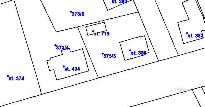 Parcela st. 375/3 v KÚ Nechanice, Katastrální mapa