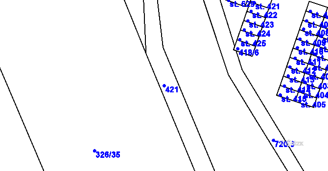 Parcela st. 421 v KÚ Nechanice, Katastrální mapa