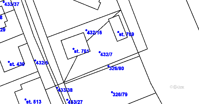 Parcela st. 432/7 v KÚ Nechanice, Katastrální mapa