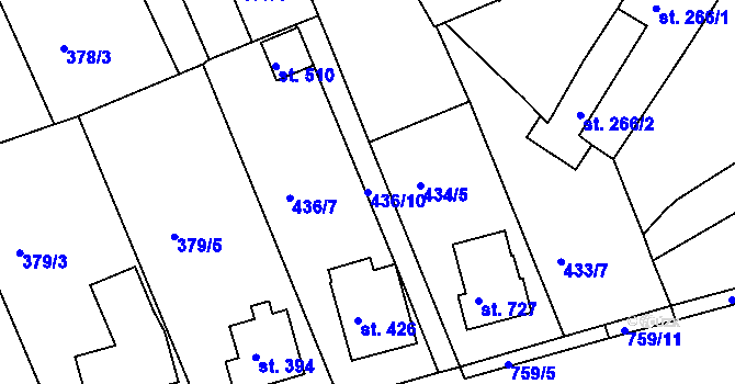 Parcela st. 436/10 v KÚ Nechanice, Katastrální mapa
