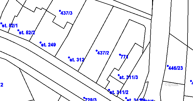 Parcela st. 437/2 v KÚ Nechanice, Katastrální mapa