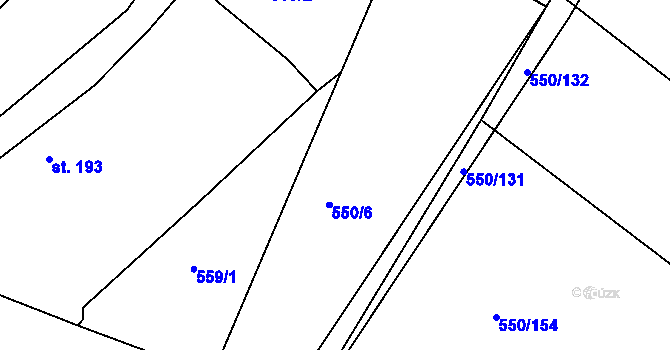 Parcela st. 550/6 v KÚ Nechanice, Katastrální mapa