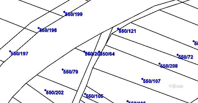 Parcela st. 550/64 v KÚ Nechanice, Katastrální mapa
