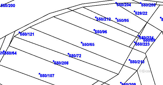 Parcela st. 550/65 v KÚ Nechanice, Katastrální mapa