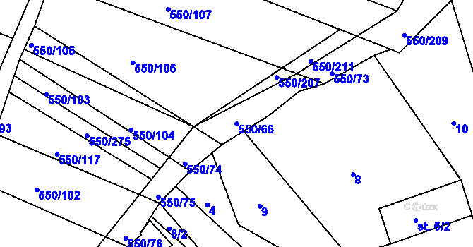 Parcela st. 550/66 v KÚ Nechanice, Katastrální mapa