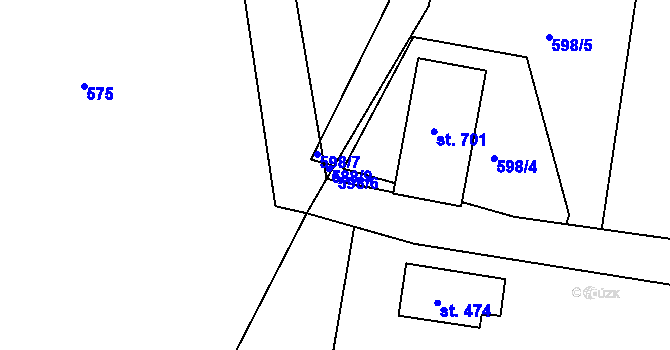 Parcela st. 598/6 v KÚ Nechanice, Katastrální mapa