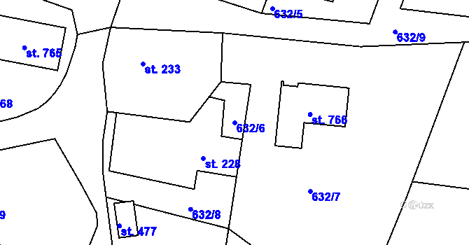 Parcela st. 632/6 v KÚ Nechanice, Katastrální mapa
