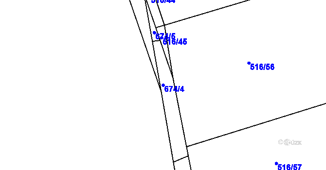 Parcela st. 674/4 v KÚ Nechanice, Katastrální mapa