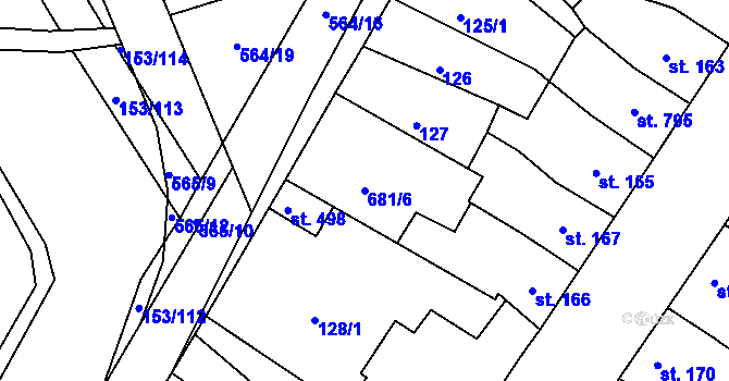 Parcela st. 681/6 v KÚ Nechanice, Katastrální mapa