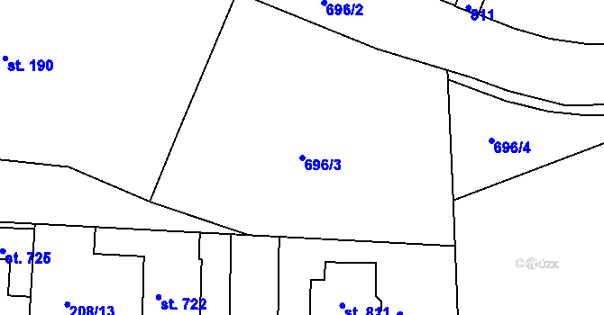 Parcela st. 696/3 v KÚ Nechanice, Katastrální mapa
