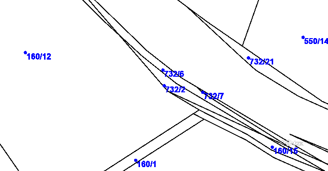 Parcela st. 732/2 v KÚ Nechanice, Katastrální mapa