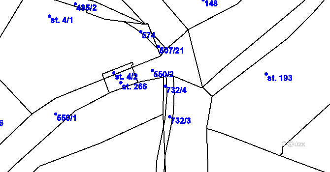 Parcela st. 732/4 v KÚ Nechanice, Katastrální mapa