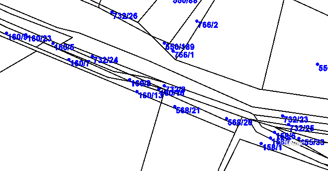 Parcela st. 732/8 v KÚ Nechanice, Katastrální mapa