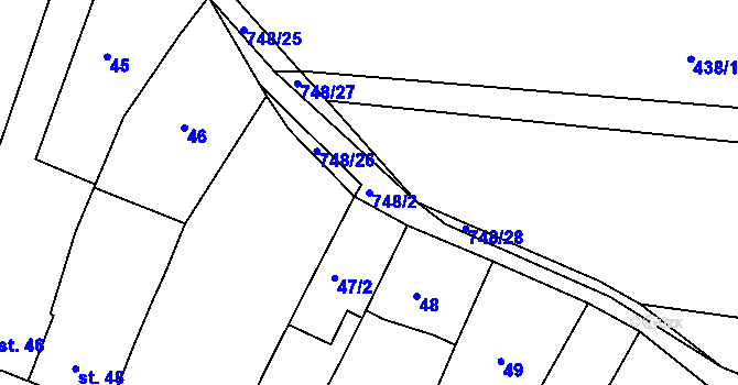 Parcela st. 748/2 v KÚ Nechanice, Katastrální mapa