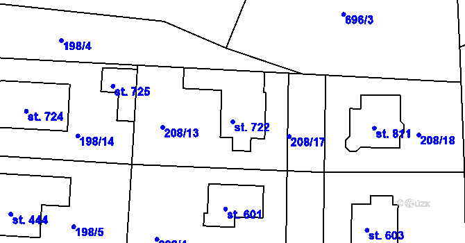 Parcela st. 722 v KÚ Nechanice, Katastrální mapa