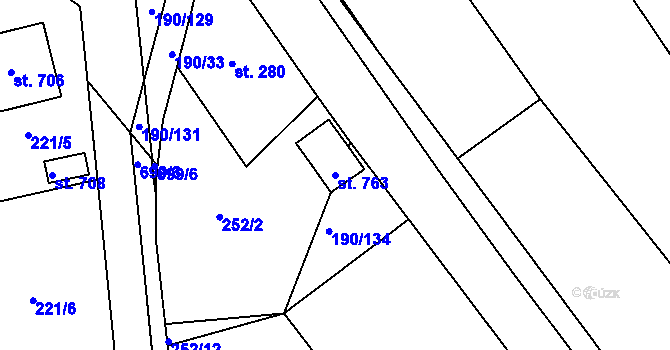 Parcela st. 763 v KÚ Nechanice, Katastrální mapa