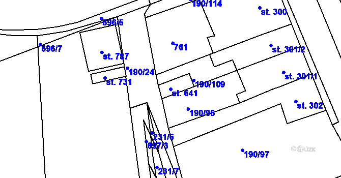 Parcela st. 641 v KÚ Nechanice, Katastrální mapa